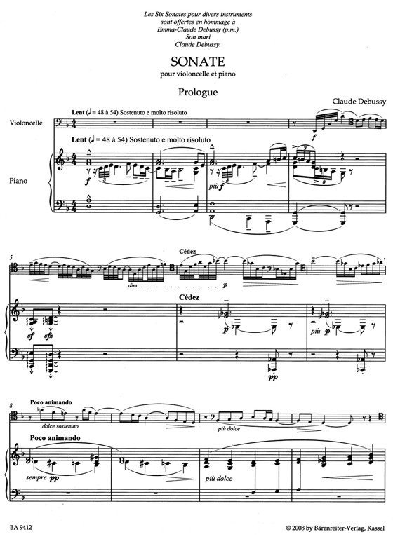 Debussy Sonate pour Violoncelle et Piano