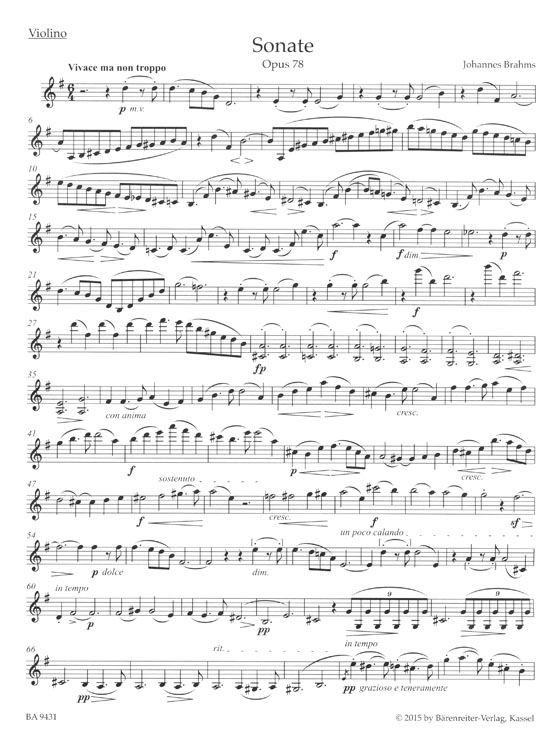 Brahms Sonata In G major for Violin and Piano Op. 78