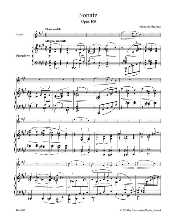 Brahms Sonata In A major for Violin and Piano Op. 100