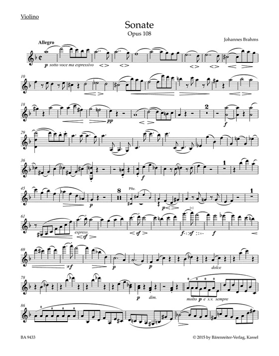 Brahms Sonata  In D minor Op. 108 for Violin and Piano