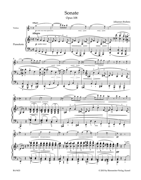 Brahms Sonata  In D minor Op. 108 for Violin and Piano
