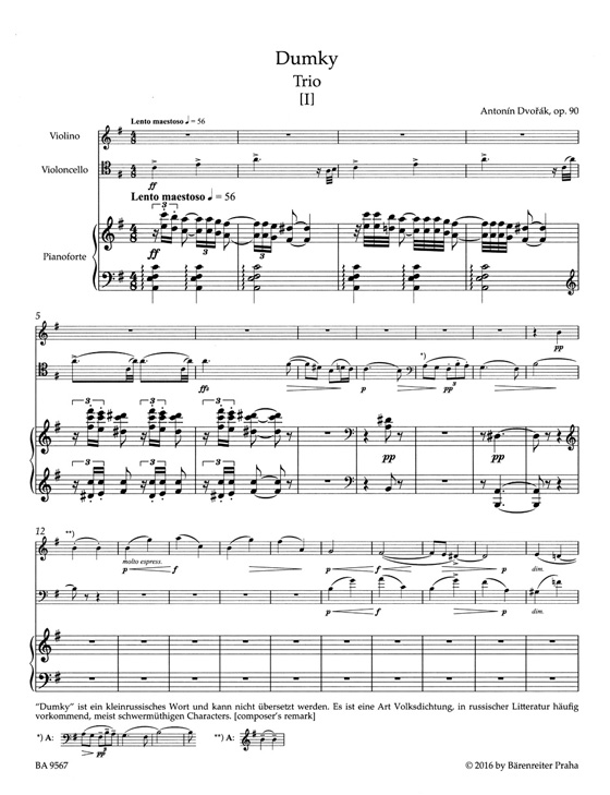 Antonín Dvorák Dumky Trio Op. 90