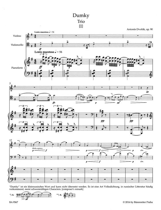 Antonín Dvorák Dumky Trio Op. 90 Antonín Dvorák Dumky Trio Op. 90