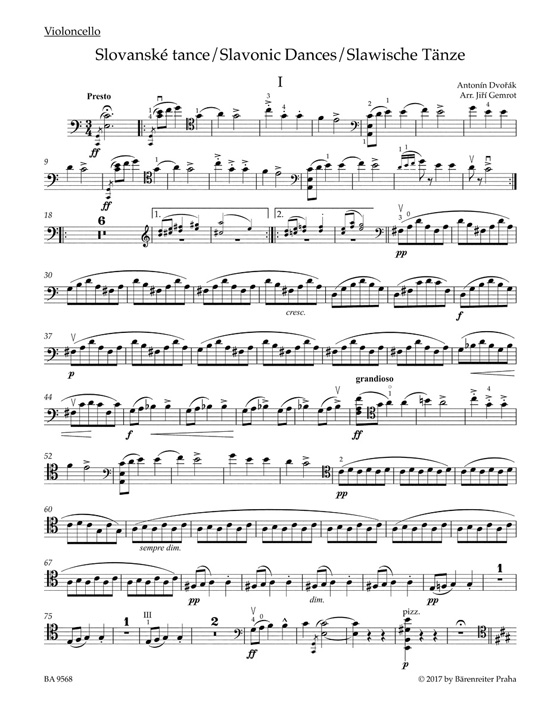 Dvorák Slavonic Dances arranged for Violoncello and Piano Op. 46