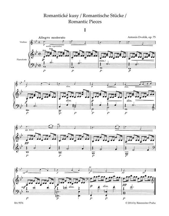 Dvorák Romantic Pieces for Violin and Piano Op. 75