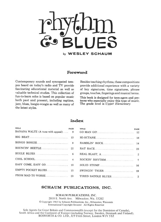 Rhythm & Blues for Piano Book 1