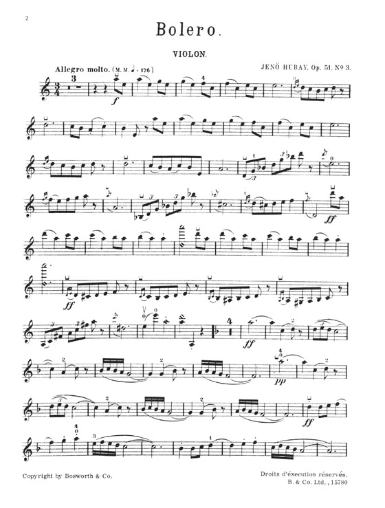 Jeno Hubay Bolero Op.51 No.3 by Violin & Piano