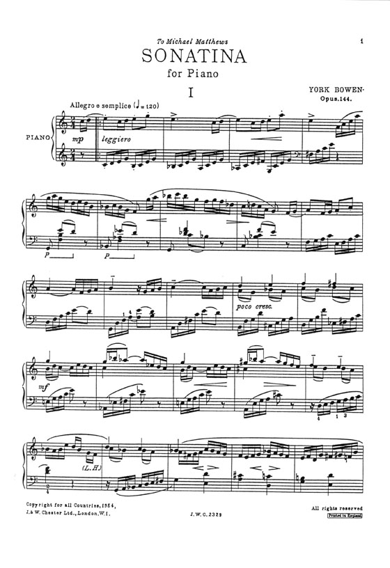 York Bowen Sonatina for Piano