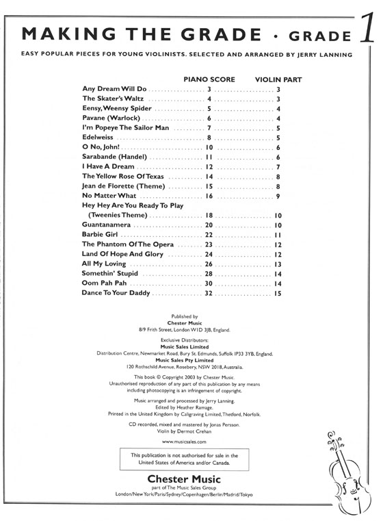 Making the Grade【Grade 1】for Violin New Edition