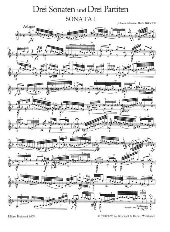 Bach Drei Sonaten und Drei Partiten für Violine Solo  BWV 1001-1006