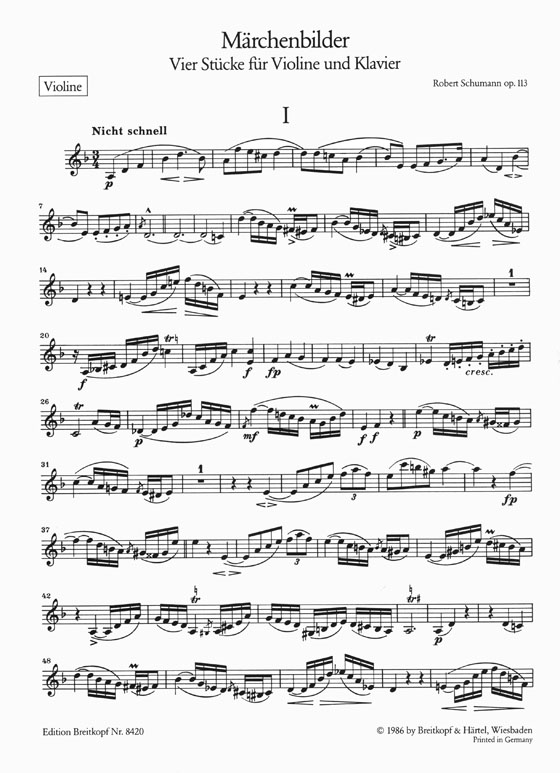 Schumann Märchenbilder Vier Stücke für Violine und Klavier , Op. 113