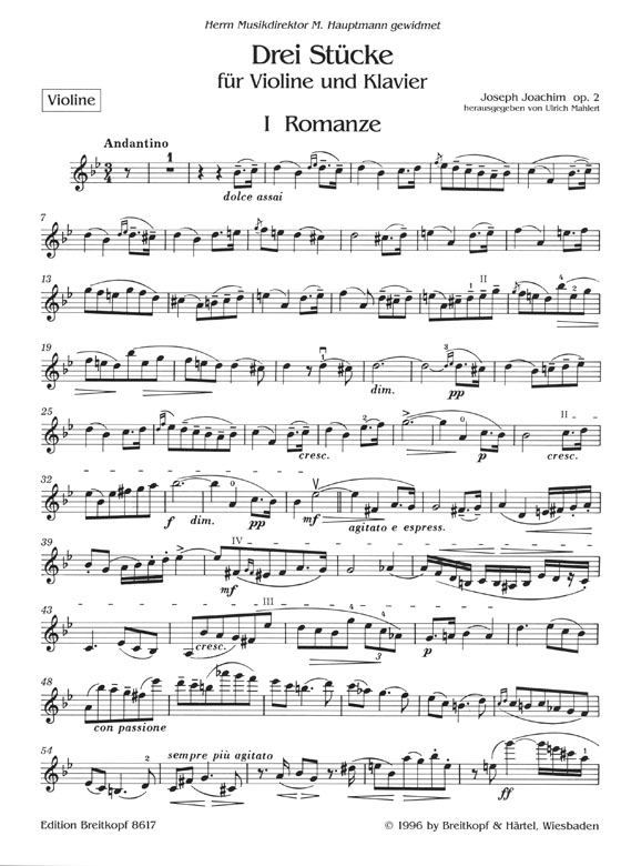 Joseph Joachim Drei Stücke Op. 2 für Violine und Klavier