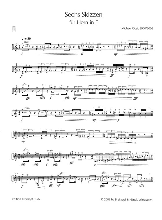 Michael Obst Sechs Skizzen für Horn Michael Obst Sechs Skizzen für Horn