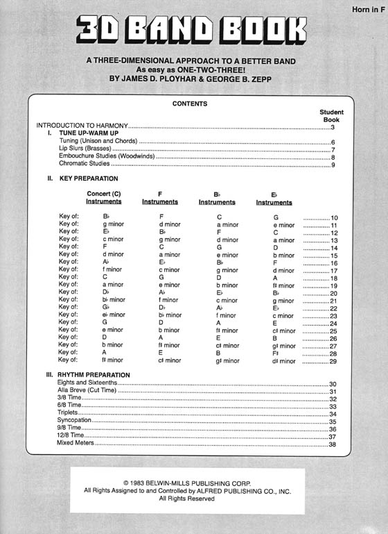 3D Band Book for Horn in F