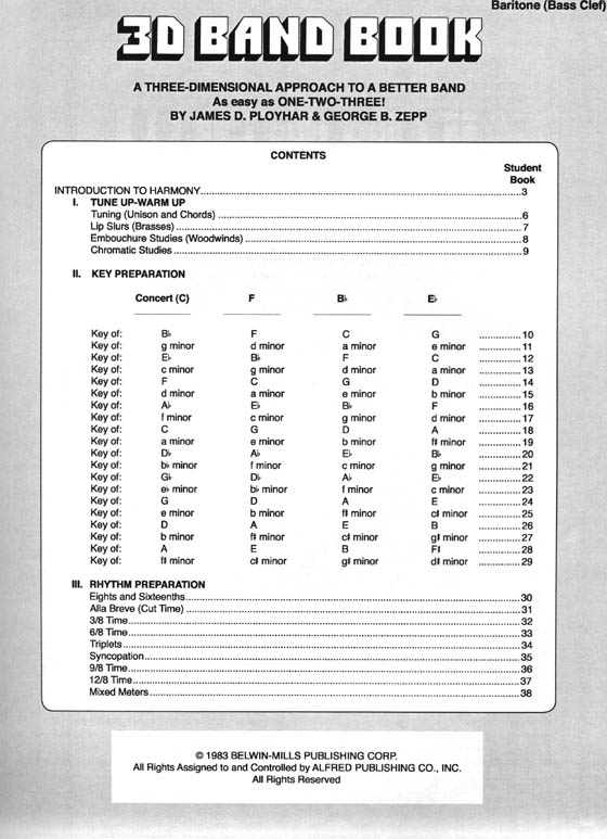 3D Band Book for Baritone (Bass Clef)