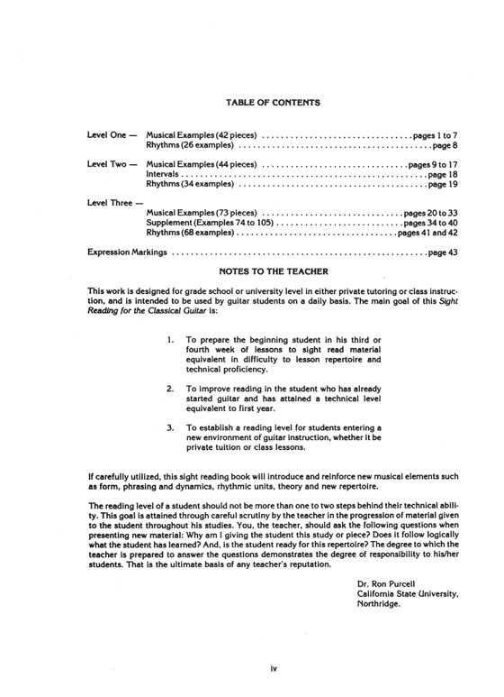 Sight Reading for the Classical Guitar, Level 1 to 3