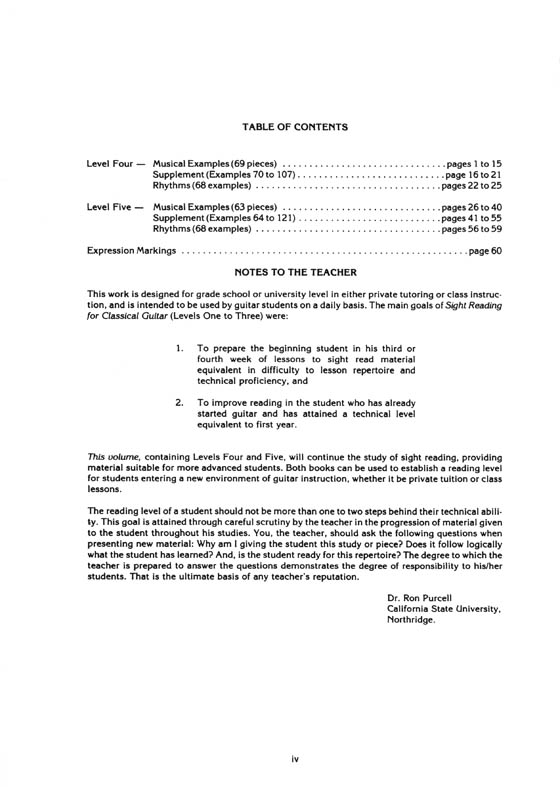 Sight Reading for the Classical Guitar, Level 4 and 5