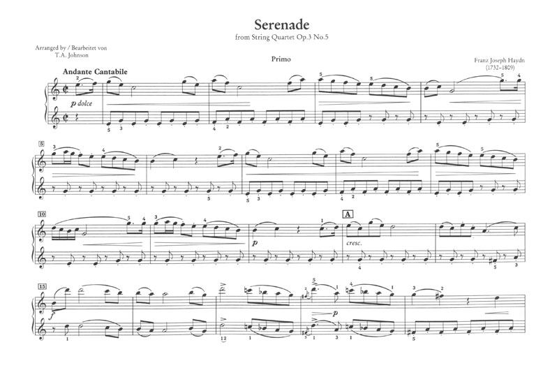 Haydn Serenade from String Quartet Op. 3 No. 5 Piano Duet Series