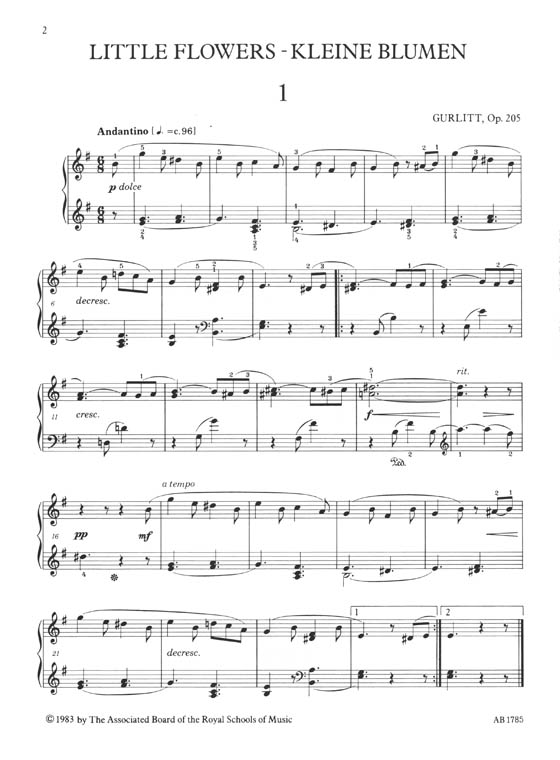 C. Gurlitt: Little Flowers, Op.205 Easier Piano Pieces No.3