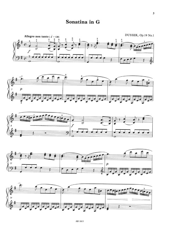 J. L. Dussek: Six Sonatinas, Op.19 Easier Piano Pieces No.12