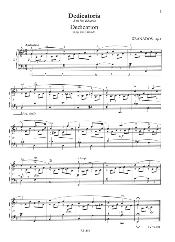 Granados Cuentos de la Juventud (Stories of the Young) Op. 1 for Piano