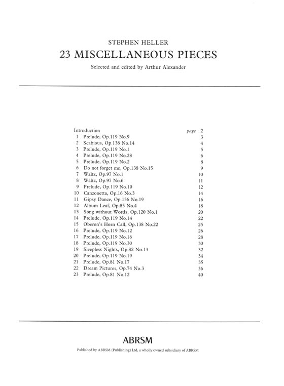 Heller: 23 Miscellaneous Pieces Easier Piano Pieces No.50