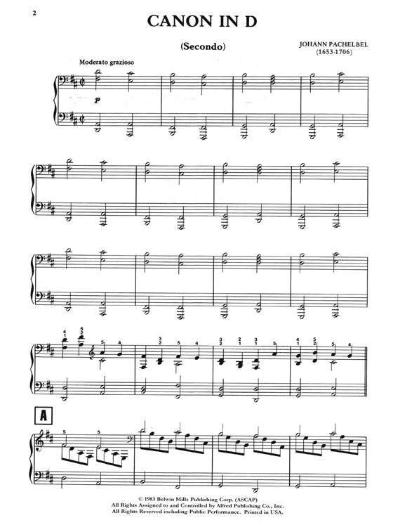 【Canon in D】by Johann Pachelbel  - Robert Schultz Popular Piano Duet , 1 Piano-4 Hands , Level 4-5