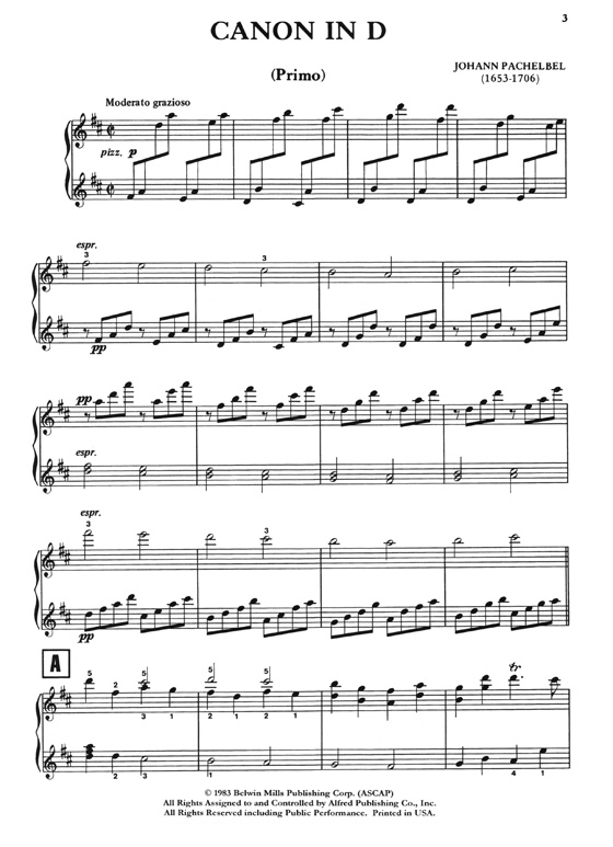 【Canon in D】by Johann Pachelbel  - Robert Schultz Popular Piano Duet , 1 Piano-4 Hands , Level 4-5