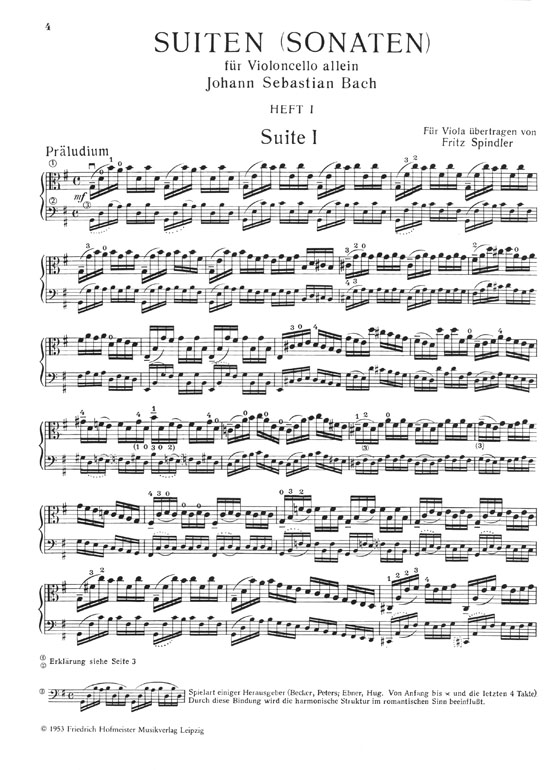 Johann Sebastian Bach Suites for Solo Violoncello Transcribed for Viola (Spindler) Vol. 1