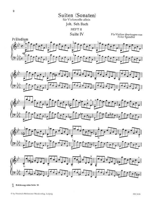 Bach Suiten für Violoncello allein für Violine übertragen Heft 2