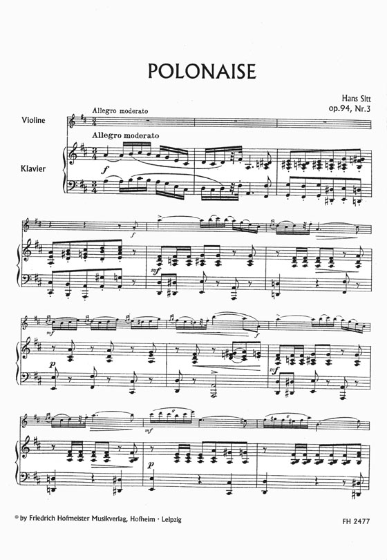 Hans Sitt Polonaise für Violine und Klavier Op. 94, Nr. 3