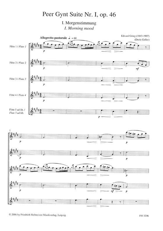 Edvard Grieg Peer Gynt Suite Nr. 1 arranged for Four Flutes (Geller)