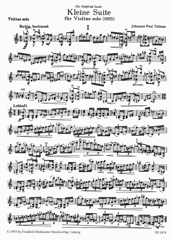 Johannes Paul Thilman Kleine Suite for Solo Violin (1955)