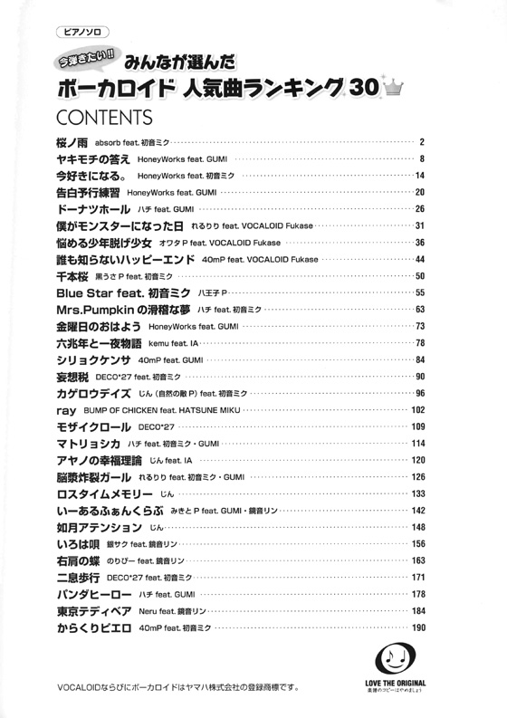 ピアノソロ 中級 みんなが選んだボーカロイド人気曲ランキング30 ~金曜日のおはよう~