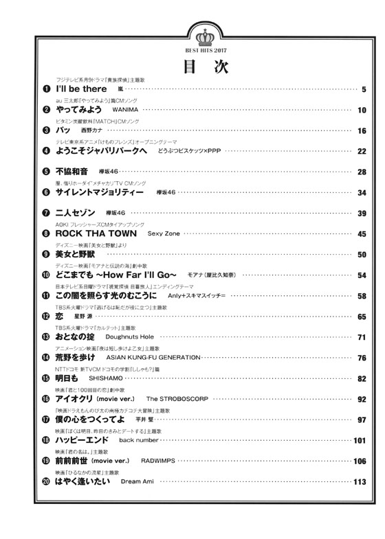 ピアノソロ 中級 おさえておきたい！2017年ベストヒット 上半期編