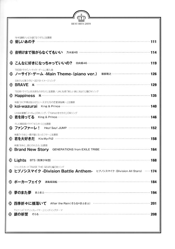 ピアノソロ 中級 おさえておきたい！2019年ベストヒット 総集編