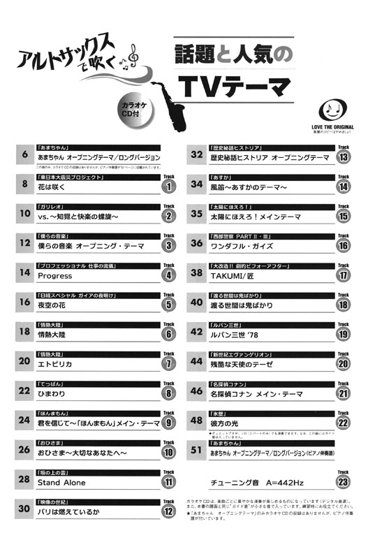 アルトサックス [カラオケCD付] アルトサックスで吹く 話題と人気のTVテーマ