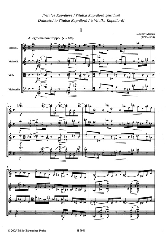 Bohuslav Martinů String Quartet No. 5