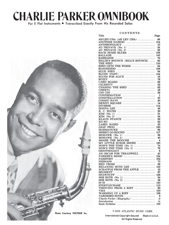 Charlie Parker Omnibook For E Flat Instruments