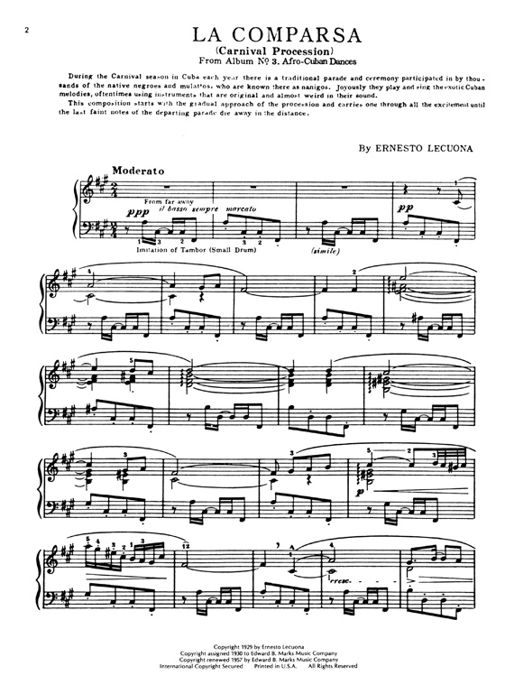 Ernesto Lecuona - La Comparsa - Original Piano Solo
