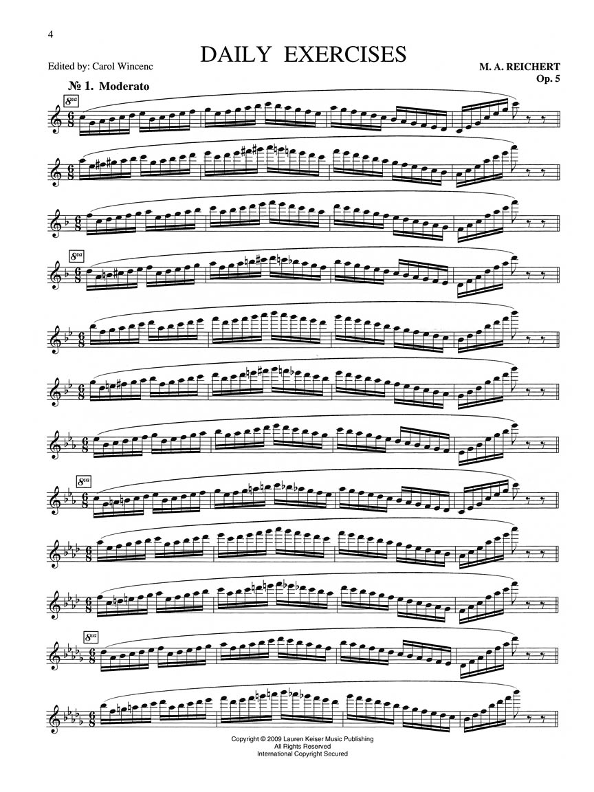 M.A. Reichert【Seven Daily Exercises , Opus 5】for Flute