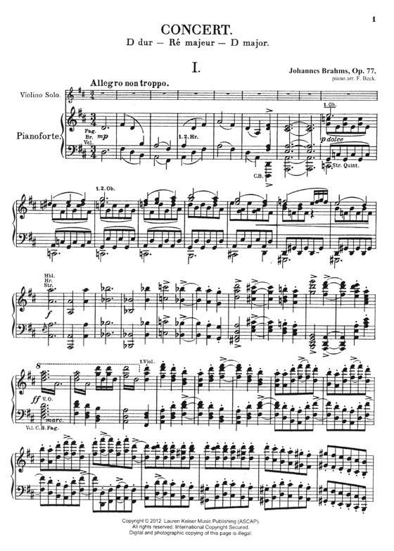 Brahms Violin Concerto in D Major Complete Violin & Piano Score／Otakar Ševčík Op. 18 & 25