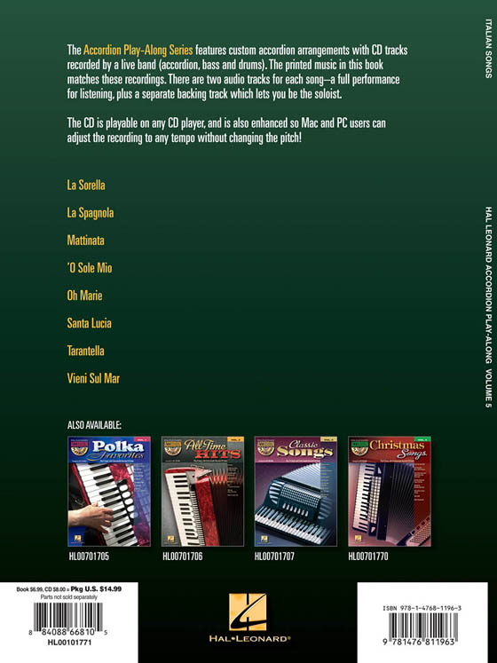 Italian Songs Hal Leonard Accordion Play-Along Volume 5