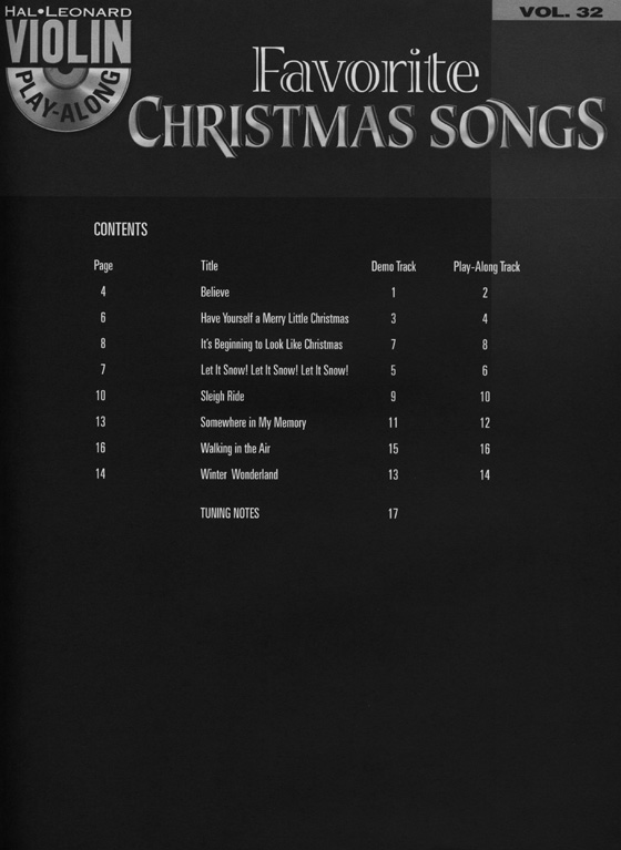 Favorite Christmas Songs , Violin Play-Along Volume 32