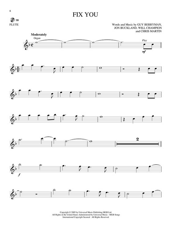 Coldplay‧Flute Hal Leonard Instrumental Play-Along