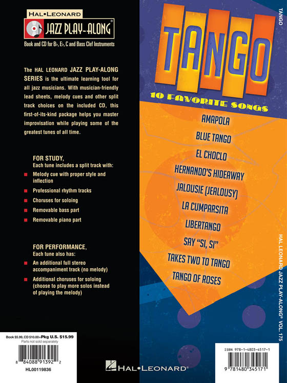 Tango Hal Leonard Jazz Play-Along Vol. 175