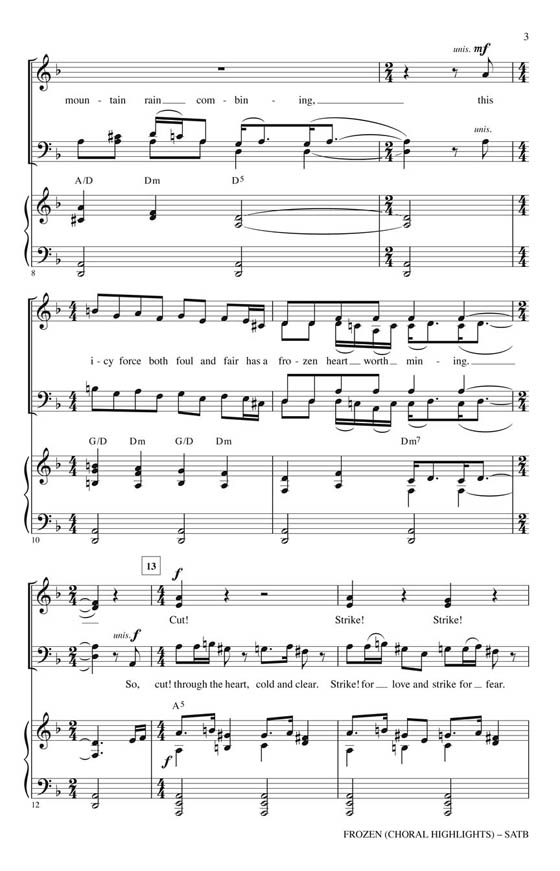 Frozen (Choral Highlights) SATB Frozen (Choral Highlights) SATB