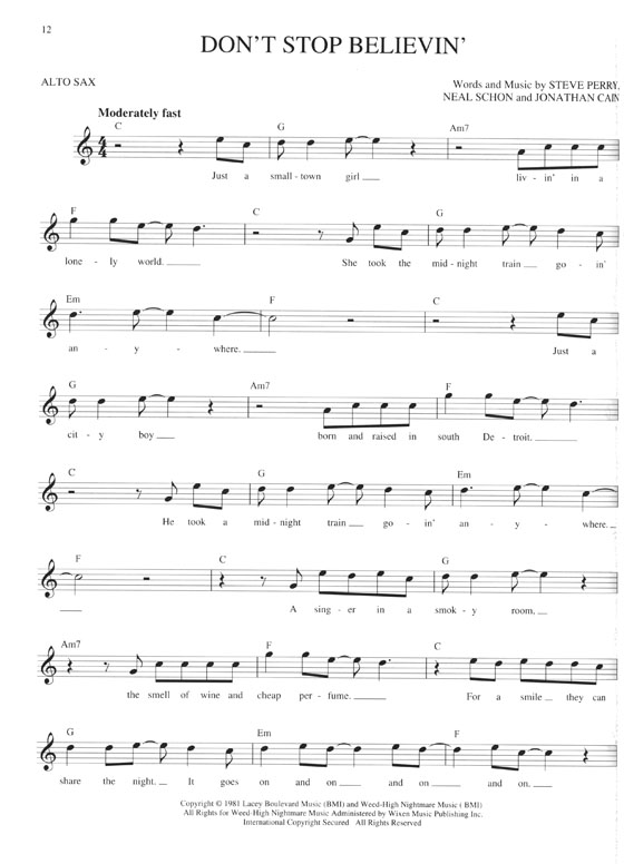 Easy Pop Melodies for Alto Sax