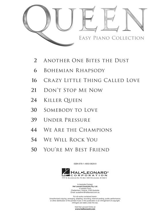 Queen Easy Piano Collection