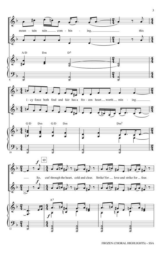 Frozen (Choral Highlights) SSA Frozen (Choral Highlights) SSA